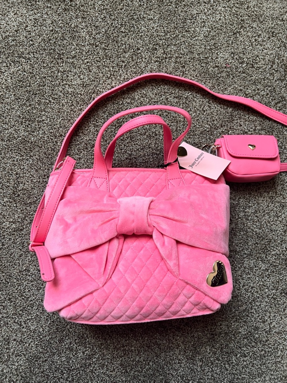Juicy Couture Hot Pink Quilted Satchel with Bow